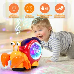 Crawling Crab Sensory Toy Snail Interactive Musical Walking Dancing Electronic Pet Tummy Time Toddler 0 1 2 3 år gammal leksaksgåva