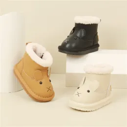 Stiefel 2023 neue Winterbabystiefel Leder warm warmes Fell niedliche Tierjungen Schuhe nicht schlau weiche alleinige Mode Kleinkind Girls Schneestiefel