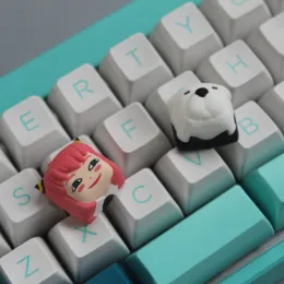 Tillbehör spionfamiljens söt keycap Anya Forger 3D harts Anime Keyboard Caps Anpassade handgjorda tecknade tangentknappar för mekanisk tangentbordsgåva