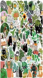 50st söta kattklistermärken Spring Cats and Plants Waterproof Stickers Dekorativa vattenkopp Telefonfodral Bagage Hjälm Laptop iPad Kids5180043