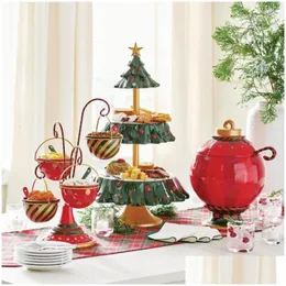 Other Event & Party Supplies Snack Rack Christmas Tree Dessert Candy Plate Tray Double Layer Cake Stand Fruit Holder Cupcake Bowl Xmas Dhhub