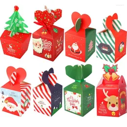 Enrole de presente Caixas de papel Feliz Natal Treat for Candy Cookie Apple Box Navidad Year Decoration Bag Kerst Noel