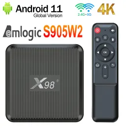 Box X98Q TV Box Android 11 AMLOGIC S905W2 2GB 16GB 지원 H.265 AV1 WIFI HDR 10+ 미디어 플레이어 세트 상단 상단 대 X98 MINI