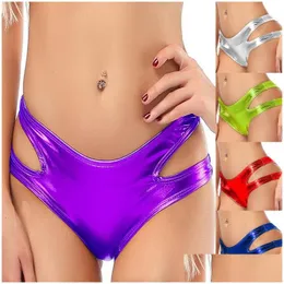 Kvinnors trosor Kvinnor Brief Thong Hollow Out Wet Look Pu Leather Pvc Y 10 Colors Drop Delivery Apparel Underwear Dhhrs