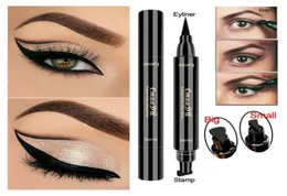 CMAADU dubbelvingad eyeliner för nybörjare Angle Brush Eyeliners Pen Makeup Stamp Eye Liner Big and Small Easy To Wear Black Eyes8777518