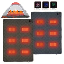 180x150cm Electric Heating Blanket With 6 Heating Zones 5V USB Heated Sleeping Bag Pad Home Office Car Fishing Camping Supplies 240327