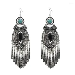 Brincos dangle Big Declaração Long Tassel para mulheres jóias esculpidas Decoração de contas geométricas boho drop boucle oreille femme