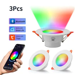 3pcs Tuya Bluetooth Smart Lowdlight Full Color Full Color Dumming 3-дюймовый Tuya Bluetooth Control Tuya Lowdlight 10W 85-265V