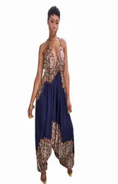 Dashiki Traditional African Print Jumpsuit Women Harem Romper Summer Loose Backless Baggy Jumpsuit Traditional African Attire8410000