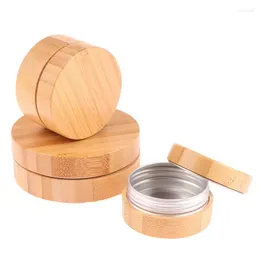 Garrafas de armazenamento 1pc 30g 50g 100g garrafa de bambu vazia Caixa de contêiner cosméticos recarregáveis para creme jarra de unhas