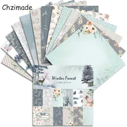 CHZIMADE 12 fogli di pacchetti di scrapbooking della foresta invernale Pacchi di carta Origami Art Crafte Artigianato Foto Fai.