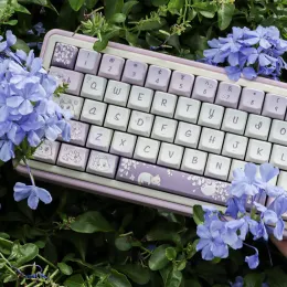 Akcesoria 151keys fioletowe białe kreskówki Cat Mad PBT Keycaps z 5sid -Dye Sublimation dla 61/64/68/84/75/87/96/104 Mechaniczna klawiatura