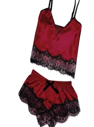 Nouisette Sleep abbigliamento notturna sexy a v stasa seta raso babydoll in pizzo da notte di notte in linga pajamas abito notturno 061454610