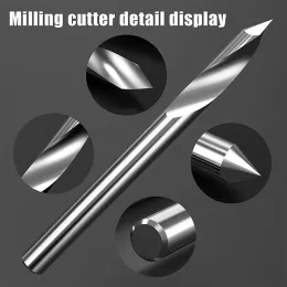 Huhao 5pc V Groove Bit 1/8 Shank 2 FLUT Tungsten Steel Router Gravering Bits Spiral 60 ° CNC Wood Carving Cutter Graver Tool