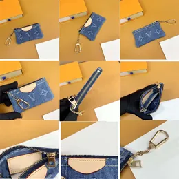 Designer -Brieftasche Schlüsselschnalle Ring Key Münz Brieftasche Denim Kreditkartenhalter Frauen und Männer kleiner Reißverschluss Brieftasche mit Schachtel und Staubbeutel Brieftasche
