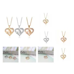 Pendanthalsband Pendants smycken Diamond Peach Heart Mothers Day Gift Familj Dotter Sister Crystal Necklace Drop Delivery 2021 OT6U9