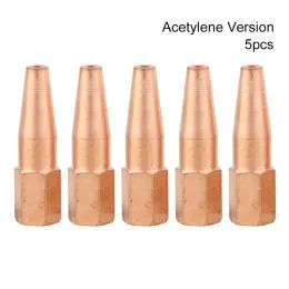 5pcs Pure Copper Gas Brazing Torch Nozzle Propane Acetylene Oxygen Welding Torch Tip Durable Cutting Welding Accessory