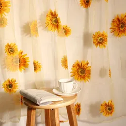 Voile Room Floral Varanda Triagem Tulle Cortina Decoração de Casa