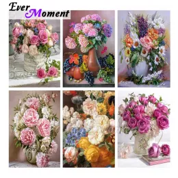 Immer Moment Diamond Malerei handgefertigte Blume im Vase -Fenster runden Quadrat 5d DIY Diamond Dekor Hobby S2F2410