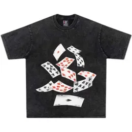 Herren-T-Shirts Unisex Goth Poker Print reines Baumwollbluse Lose übergroße T-Shirt Wild Tees High Street American Style Summer Tops Y2K J240409