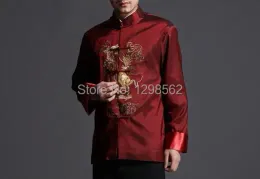 4colors Men spring&autumn embroidered dragons host clothing uniforms martial arts coat jacketmale traditional Tang suits
