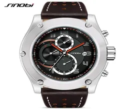 Sinobi Brand Sport Men assista Luxo de couro de luxuosos cronógrafos de cronógrafo de quartzo de quartzo relógio de pulso militar relógio Saat presente1135776