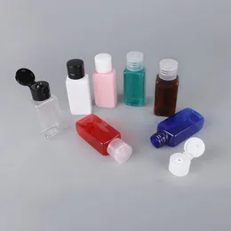 30ml/1 oz kare şeffaf Pet Losyon Şişesi Flip Cap Plastik Şampuan Şişesi Boş Kozmetik Örnek Konteyner Seyahat Kavanozları