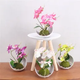 3 Şube Yapay Orkide Çöp Poklu Bitkiler İpek Phalaenopsis Köpük Yaprak Plastik Vazo Sahte Çiçek Bahçesi Ev Dekoru Bonsai