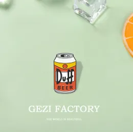 Can Beer Can Monamel Pin مخصص Duff Beer Brooch Bag Bag Lalked Label Pin Wish You Beer Badge TV Hight