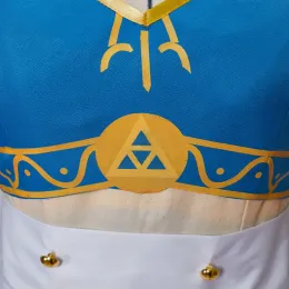 Disfraz de Princesa Breath of the Wild Maid, Falda Blanca, Delantal Azul, Faldas de Manga Corta, Vestido Lolita, Disfraz de Fiesta de cosplay