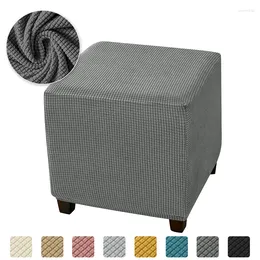 Coperture per sedie da 1 pc Elastico Polar Fleece Cover Ottoman Piazza Square All-Inclusive Footrest Slipvers for Living Room Home Decor