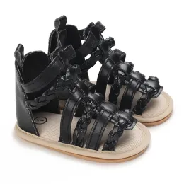 Summer Black Fashionable Baby Sandals 0-12 Month Girl Beach Play Shoes Rubber soled Indoor and Outdoor Walking Shoes