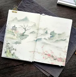 Notizbücher chinesische Stil Farbe Innenseite Notebook kreative Blume Hardcover Diary Kawaii Planer Weekly Handbook Scrapbook Weihnachtsgeschenk