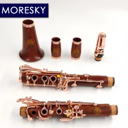 Moresky Red Wood Professional Clarinet Rosewood BB /Rose Gold Keys /Redwood Sib Klarnet