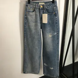 Designerinnen Frauen Jeans Jeans Jeans Hosen hohe Taille Weitbein Denimhose Freizeitinseln Modische Streetstyle -Hosen Blaue Jeanshosen