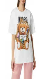 20 Summer Cotton PO Frame Teddy Bear Wzór okrągłego szyi luźne mężczyźni i kobiety parą top Tshirt5449209