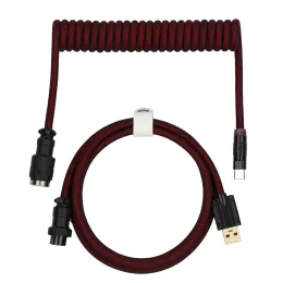 Tillbehör Epomaker Mix Pro Coiled USB C -kabel 1,5 m dubbel ärmkabel för mekaniskt tangentbord med avtagbart 4Pin Aviator -kontakt