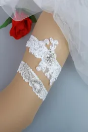 2 peças conjunto Lace Bridal Garters Wedding Wedding Picture Apliques Cristais de pérolas de mamada