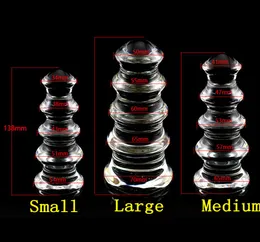 Pagoda Tipo di vetro trasparente perle anali spine del sedere g spot anus dilatatore stimolatore dildo grandi tappi anali grandi buttplug3 dimensioni seleziona y1901695624