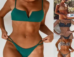 2019 Mid midja Nya sommarkvinnor Två stycken Bikini Set Solid High Quality Padded Push Up badkläder Brasilianska bikinies3460019