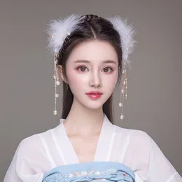 Werkzeugmädchen Haarzubehör Perlenfeder Haarnadel Hanfu Haarnadel Chinese Stil Kopfbedeckung Alte Style Haarnadel Ancient Headwear