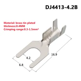 100pcs çatal şeklindeki çıplak soğuk preslenmiş kıvrımlı y-şekilli lug 3.2mm 4.2mm 5.2mm 6.2mm 8.2mm araba kablo tel konektörü