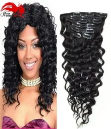 Hannah Product Clip Hair Extension Deep Curly Wave Human Hair Extensions 7a 브라질 헤어 클립 내 Extension2428469