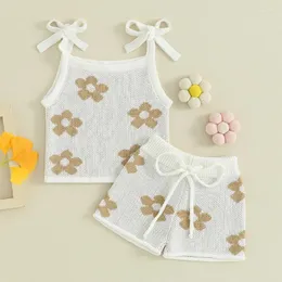 Set di abbigliamento 0-3 anni nato bambine set floreale canotte senza maniche con cortometraggi da cool 2 pezzi Outfit in maglia