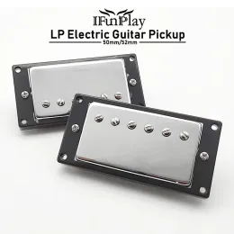 1PCS LPハンバッカーセットエレキギターピックアップネックブリッジピックアップキット50mm/52mmリング付きLPスタイルエレクトリックギタークロム