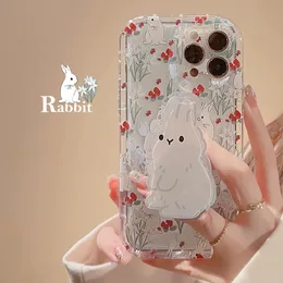 Phone Case For Huawei Honor X7 X8 X6 X9 X9A 70 90 Nova Y70 Y90 9 10 SE 11 Y9S Magic 5 Lite P40 Cute Rabbit Grip Holder Cover