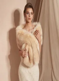 Women Fur Capes Szampan Wedding Bolero Faux Fur ukradł kurtkę ślubną formalną imprezę wzruszając obok ciebie Cape de Mariage4164202