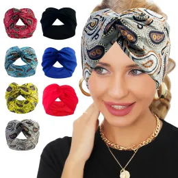 Bandana Hair Band Ultra Wide Head Bands Cross Elasticity Turban Headwrap для женщин спортивной повязки