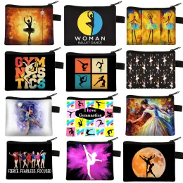 Rhythmic Gymnastics Print Coin Purse Ballet Dancer Cute Wallet Key ID Credit Card Holder Money Coin Bag Women Napkin Bags Gift