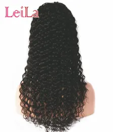 Spetsens främre mänskliga hår peruker för svarta kvinnor Remy brasilianska djupa spetsfront peruk före plockad med babyhår1990967